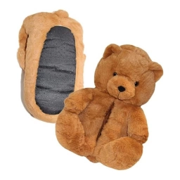 PANTUFLAS EN FORMA DE OSITO PELUCHE (PELUDITAS) MARRON CLARO