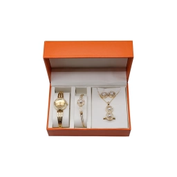 SET DE REGALO MUJER 6P RELOJ PULSERA CARAVANAS ANILLO CADENA DIJE