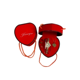 SET DE REGALO MUJER 6P RELOJ PULSERA CARAVANAS ANILLO CADENA DIJE