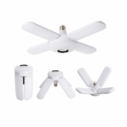LAMPARA E27 CON CUATRO ASPAS DE LUCES LED Y PARLANTE INALAMBRICO