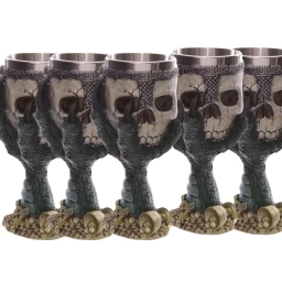 SET 5 COPAS DISE�O CALAVERAS ESTILO VIKINGO ACERO INOXIDABLE